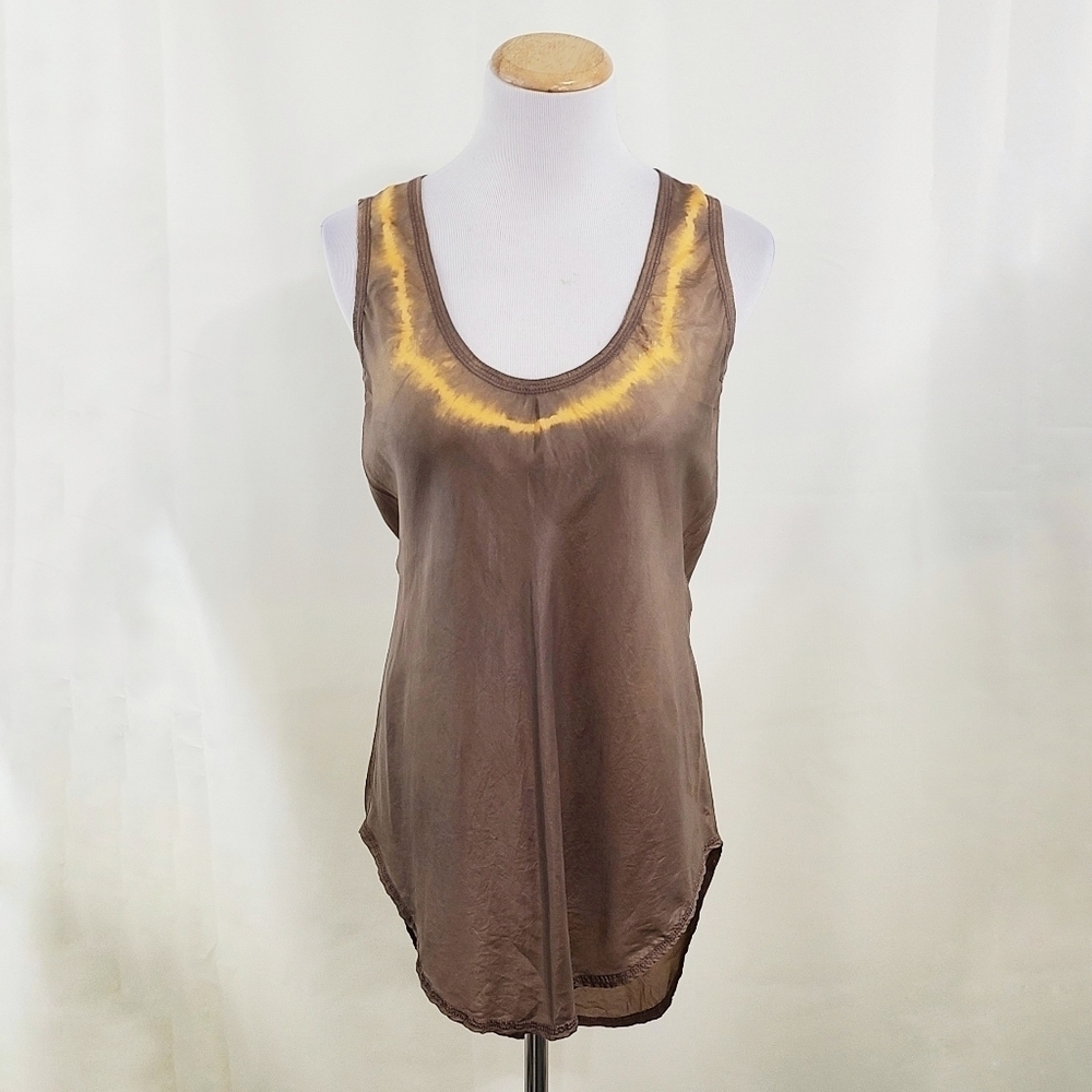 Gregory Parkinson brown silk tank top tie dyed Women's size small A